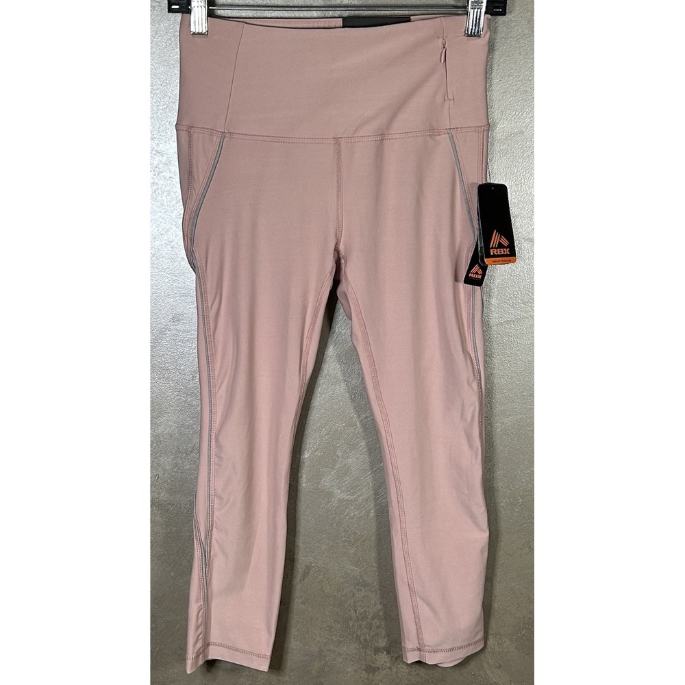 Reebok Womens Piping Leggings Pink Size Medium NWT Wicking 4 Way Stretch‎